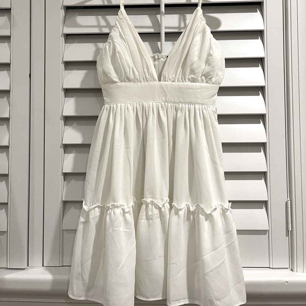 Pretty little thing fit and flare white dress